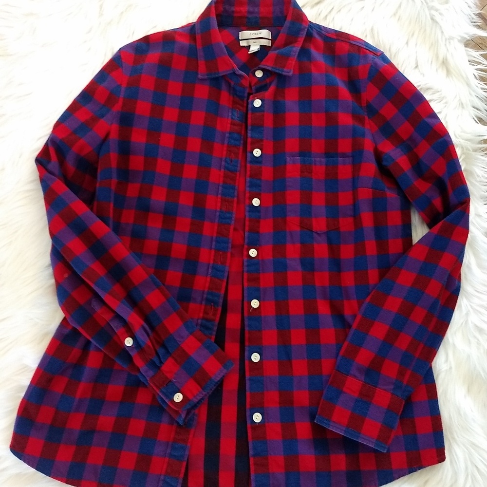 J.CREW Poppy Plaid Boy Shirt Tartan size 6 Buffalo